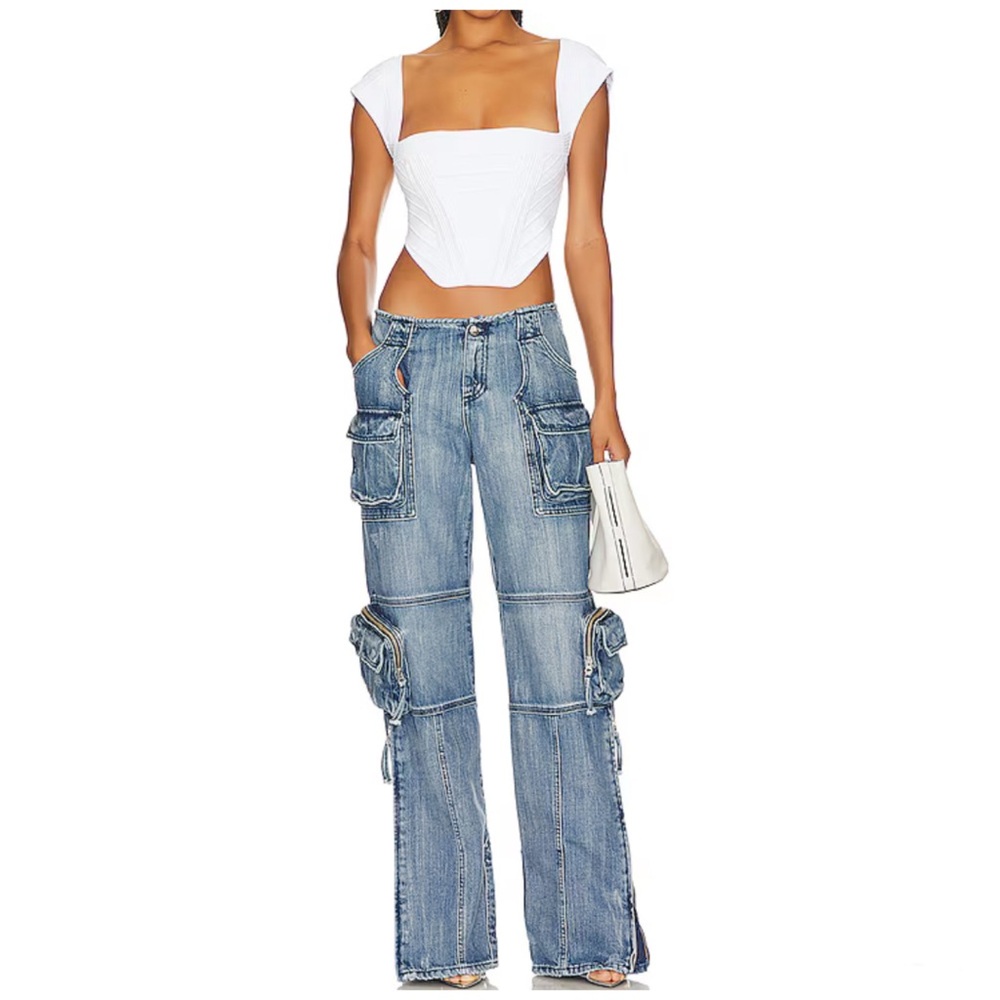 Retrofete Mckenna Crop Top in White Square Neck Stretch Glam Fairy Size XS - Picture 10 of 10